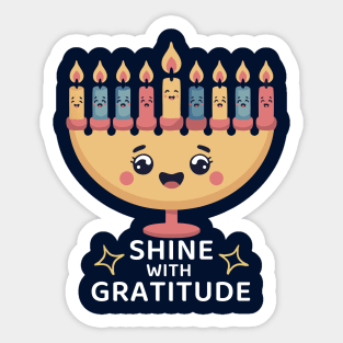 Shine With Gratitude – Kawaii Hanukkah Latke Menorah Sticker